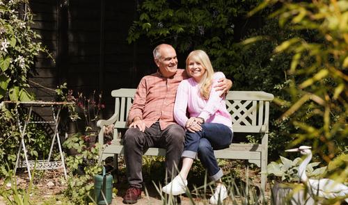 Photograph of a couple sitting on a bench