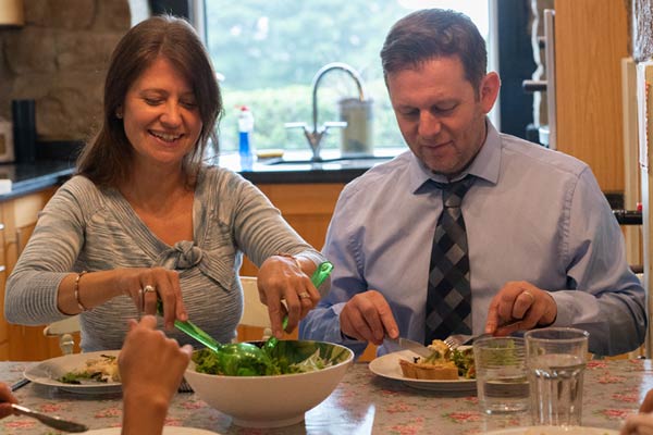 happy family in kitchen