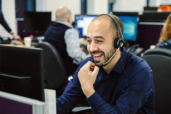 male colleague on the phone headset